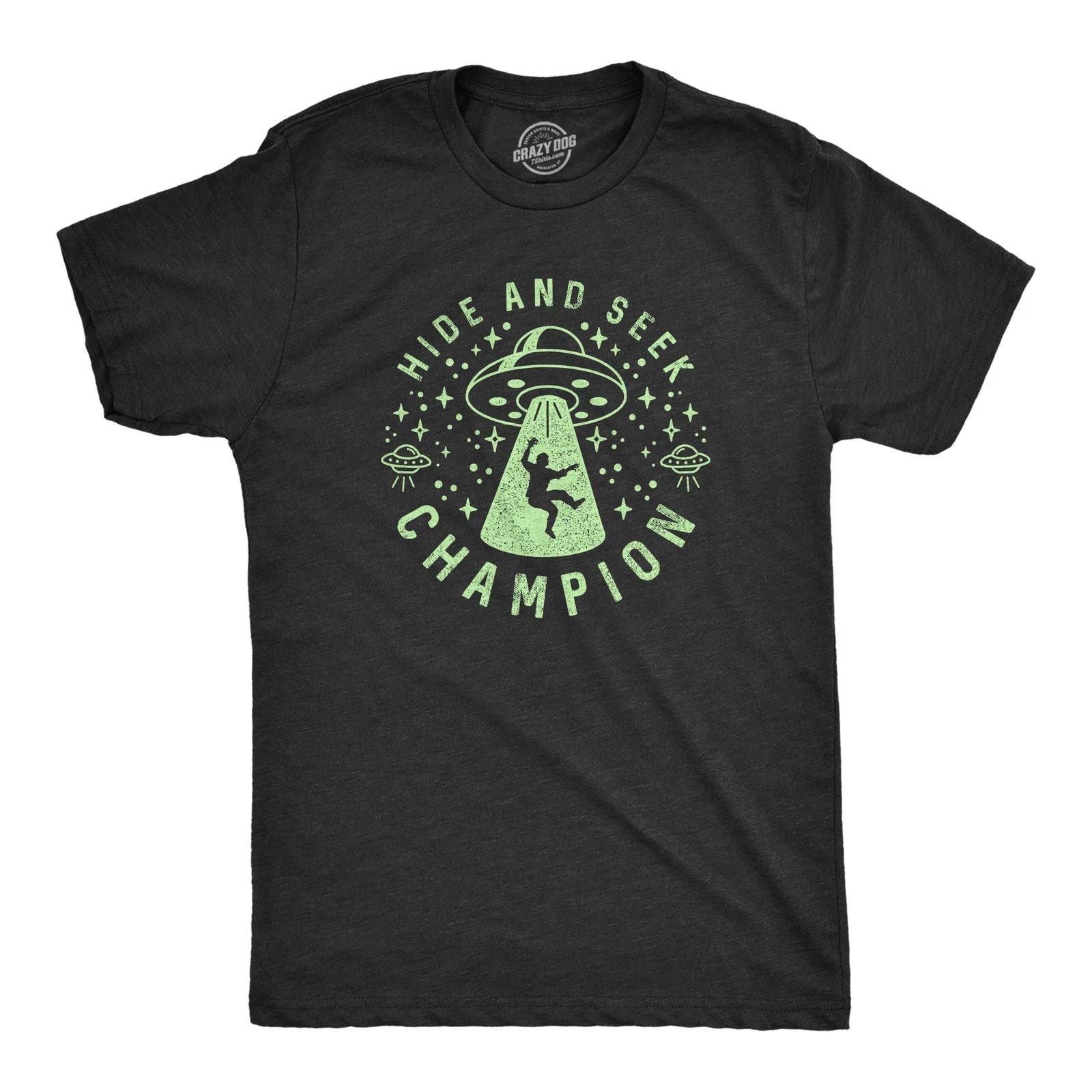 Mens Hide and Seek Champion Alien T Shirt Funny UFO Space Graphic Novelty Tee Unisex T-shirt, Sweatshirt, Hoodie, Long Sleeve Tee - T-Shirt, Sweatshirt, Hoodie