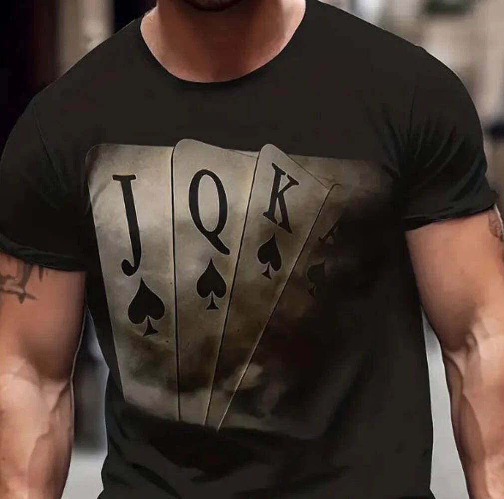 Fashionable Card Printed T-shirt For Men, Casual And Comfortable Round Neck Unisex T-shirt, Sweatshirt, Hoodie, Long Sleeve Tee - T-Shirt, Sweatshirt, Hoodie