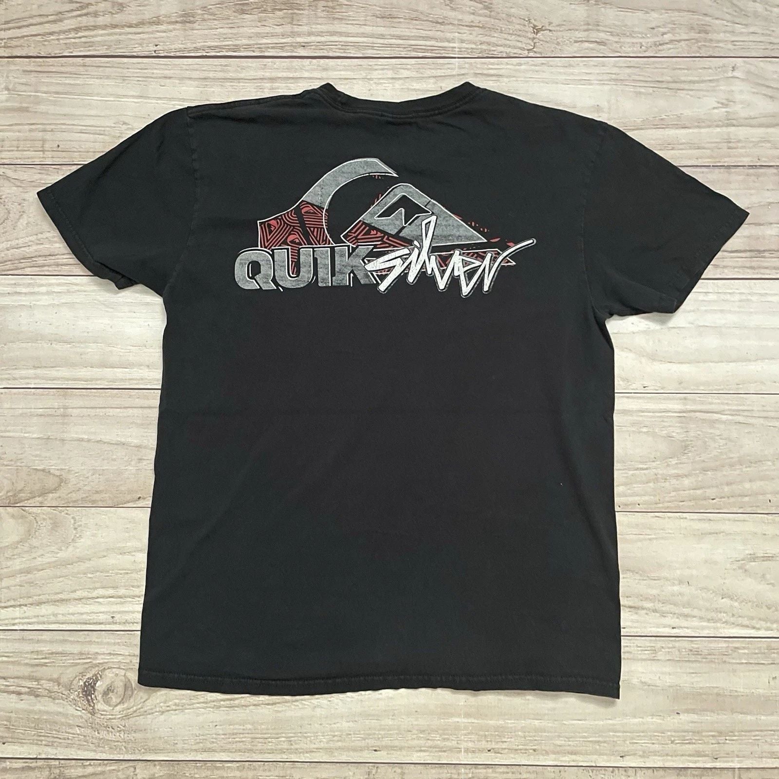 Vintage Y2K Quiksilver Surf Double Sided Graphic T Shirt Black Size M Surfing Unisex T-shirt, Sweatshirt, Hoodie, Long Sleeve Tee - T-Shirt, Sweatshirt, Hoodie