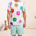 Mens colorful floral tshirt short sleeved casual top for daily holiday wear Unisex T-shirt, Sweatshirt, Hoodie, Long Sleeve Tee - T-Shirt, Sweatshirt, Hoodie