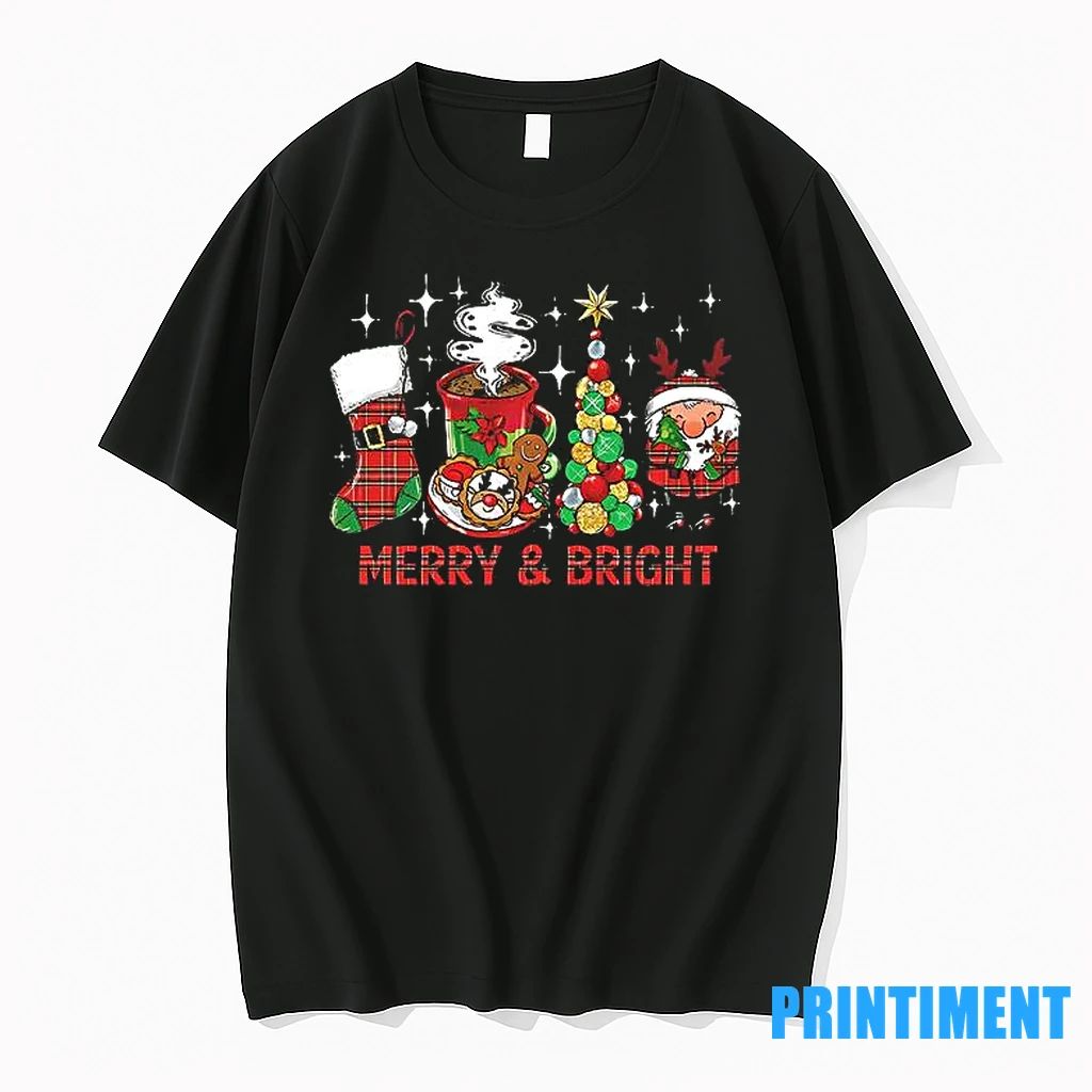 Merry And Bright Christmas 2025 Holiday Tshirts Sweater Unisex T-shirt, Sweatshirt, Hoodie, Long Sleeve Tee - T-Shirt, Sweatshirt, Hoodie