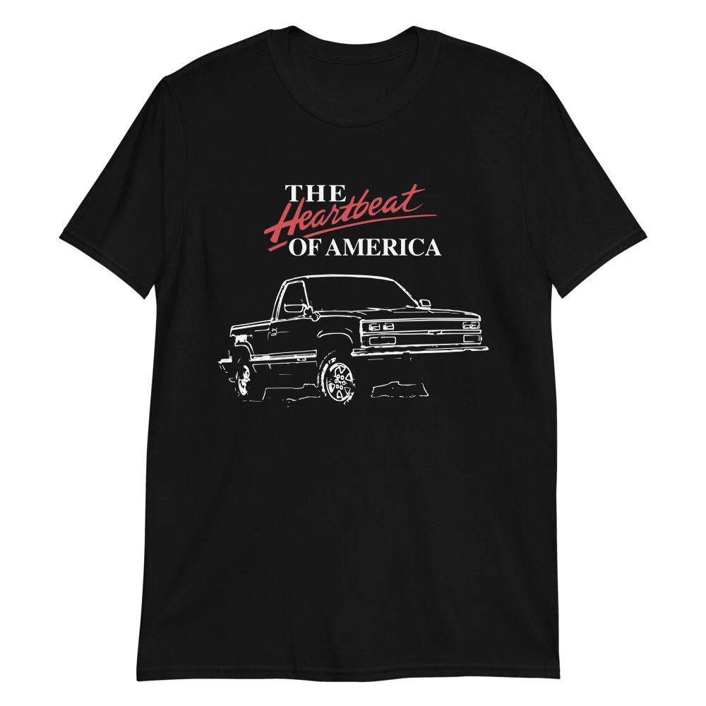 1990 Chevy K1500 Pickup Truck 4x4 Heartbeat of America Short-Sleeve T-Shirt Unisex T-shirt, Sweatshirt, Hoodie, Long Sleeve Tee - T-Shirt, Sweatshirt, Hoodie
