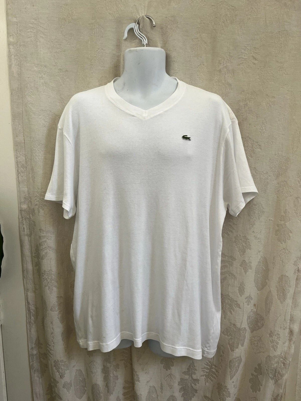 LACOSTE Men's White 100% Cotton Knit V-Neck S/S T-Shirt w/ Alligator Patch XXXL Unisex T-shirt, Sweatshirt, Hoodie, Long Sleeve Tee - T-Shirt, Sweatshirt, Hoodie