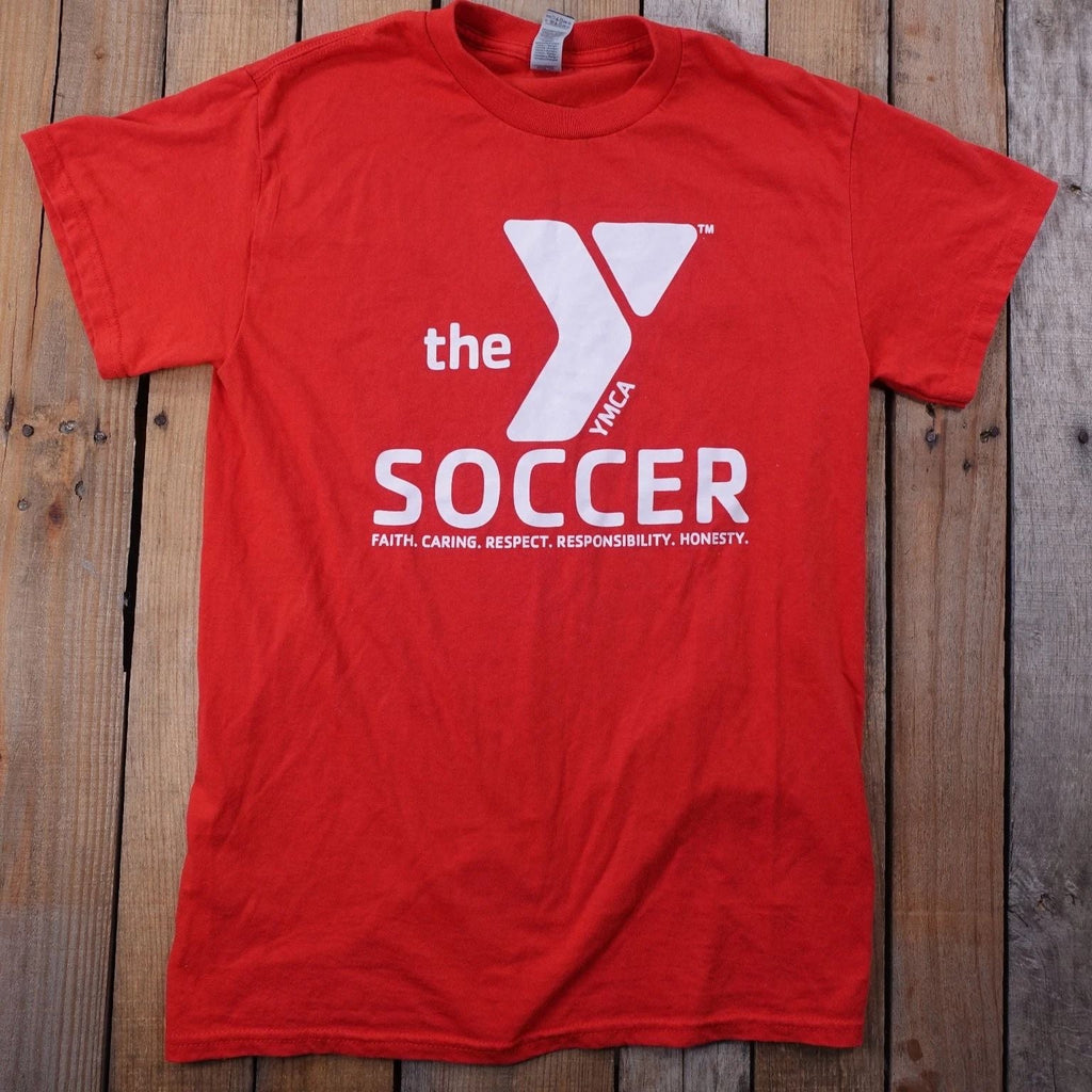 Gildan Men's Red Small Cotton Blend Crew Neck YMCA Soccer T-Shirt Unisex T-shirt, Sweatshirt, Hoodie, Long Sleeve Tee - T-Shirt, Sweatshirt, Hoodie