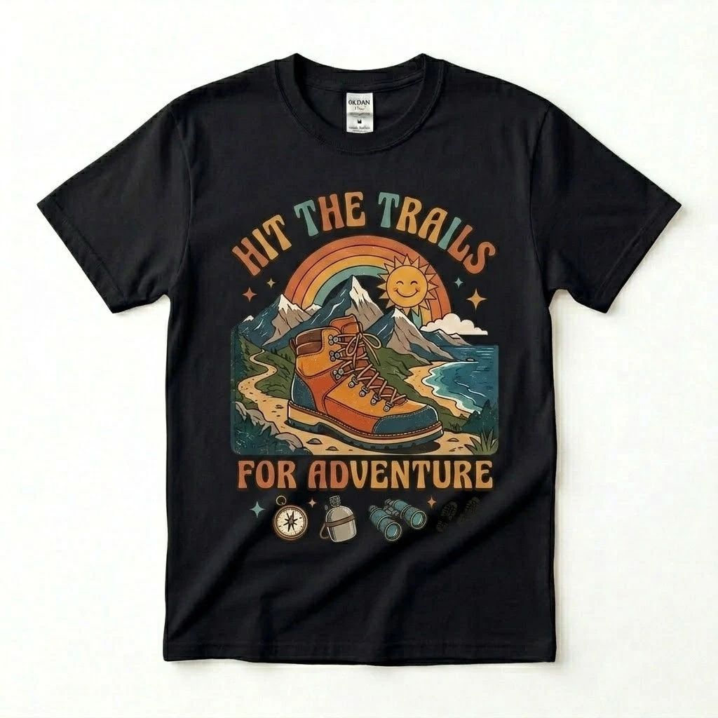 Hit The Trails For Adventure T-Shirt Retro Hiking Graphic Tee Outdoor Camping To Unisex T-shirt, Sweatshirt, Hoodie, Long Sleeve Tee - T-Shirt, Sweatshirt, Hoodie
