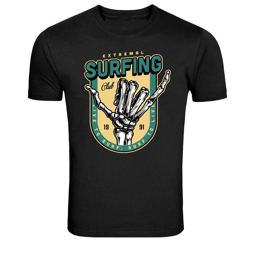Extreme Surfing Club Skeleton Hand Graphic Tee Unisex T-shirt, Sweatshirt, Hoodie, Long Sleeve Tee - T-Shirt, Sweatshirt, Hoodie
