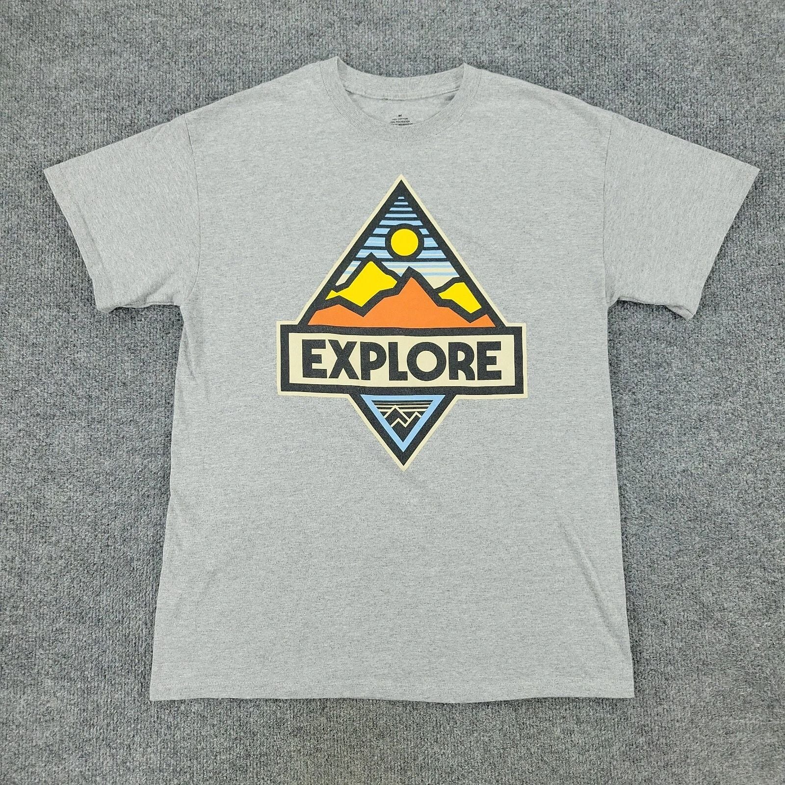 Explore Shirt Men Medium Gray Outdoors Graphic Tee Short Sleeve Pullover Adult Unisex T-shirt, Sweatshirt, Hoodie, Long Sleeve Tee - T-Shirt, Sweatshirt, Hoodie