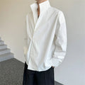 New Mens Casual Loose Simple Irregular Stand Collar Long Sleeve Shirt Tops Party Unisex T-shirt, Sweatshirt, Hoodie, Long Sleeve Tee - T-Shirt, Sweatshirt, Hoodie