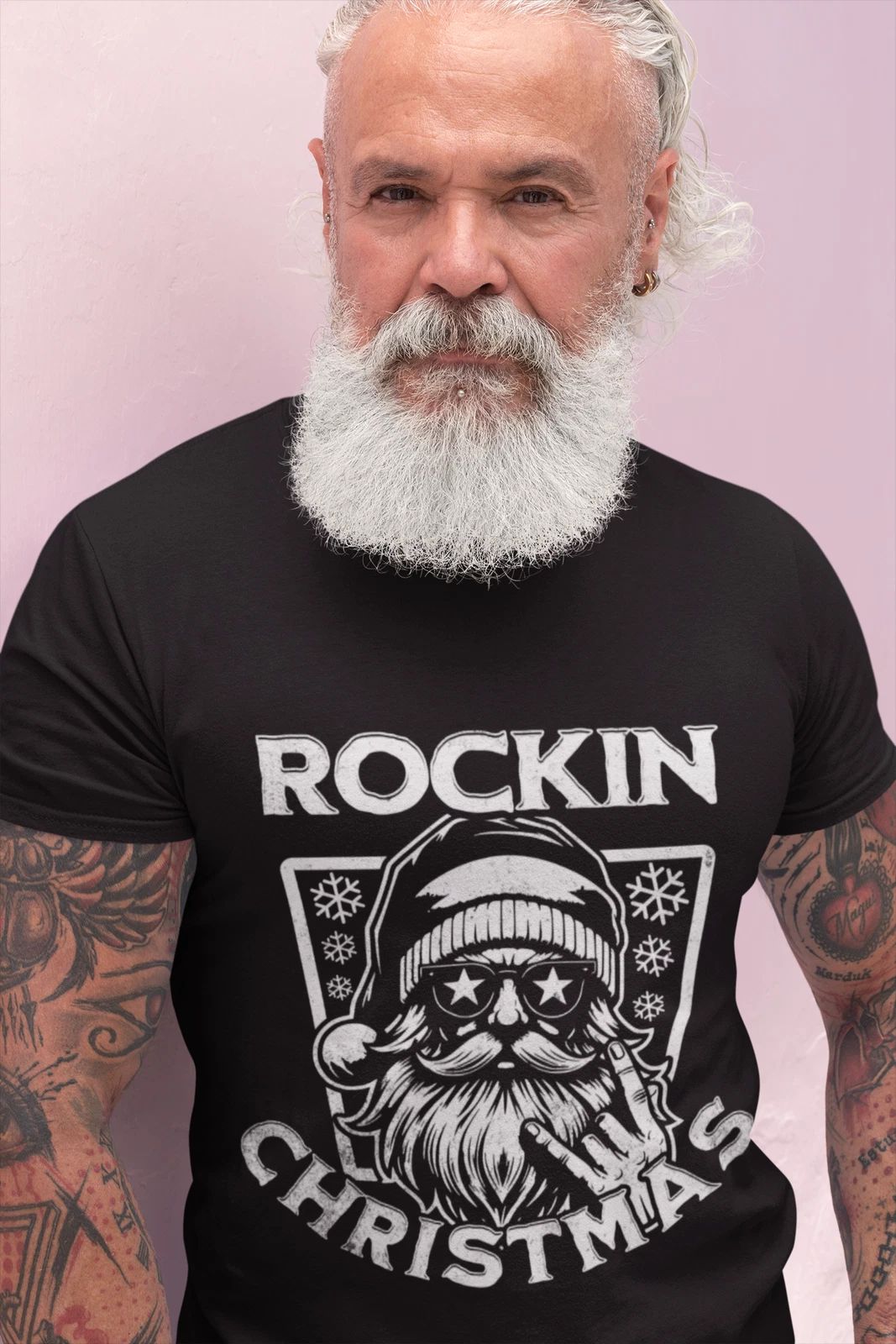 Rockin' Christmas Santa Tee | Retro Skull Santa Heavy Men T-Shirt | Gildan 5000 Unisex T-shirt, Sweatshirt, Hoodie, Long Sleeve Tee - T-Shirt, Sweatshirt, Hoodie