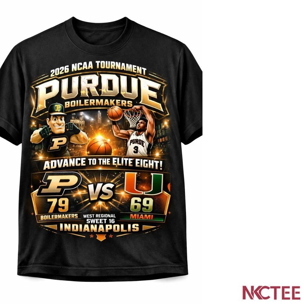 NKCtees Purdue Boilermakers 79 69 Miami basketball advance to the elite eight 2026 NCAA Tournament shirt - T-Shirt, Sweatshirt, Hoodie