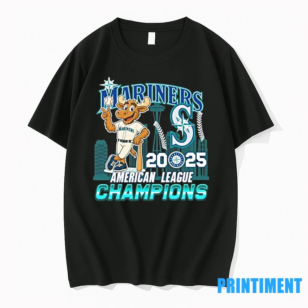 Mariner Moose Seattle Mariners 2025 American League Champions Tshirts Sweater Unisex T-shirt, Sweatshirt, Hoodie, Long Sleeve Tee - T-Shirt, Sweatshirt, Hoodie