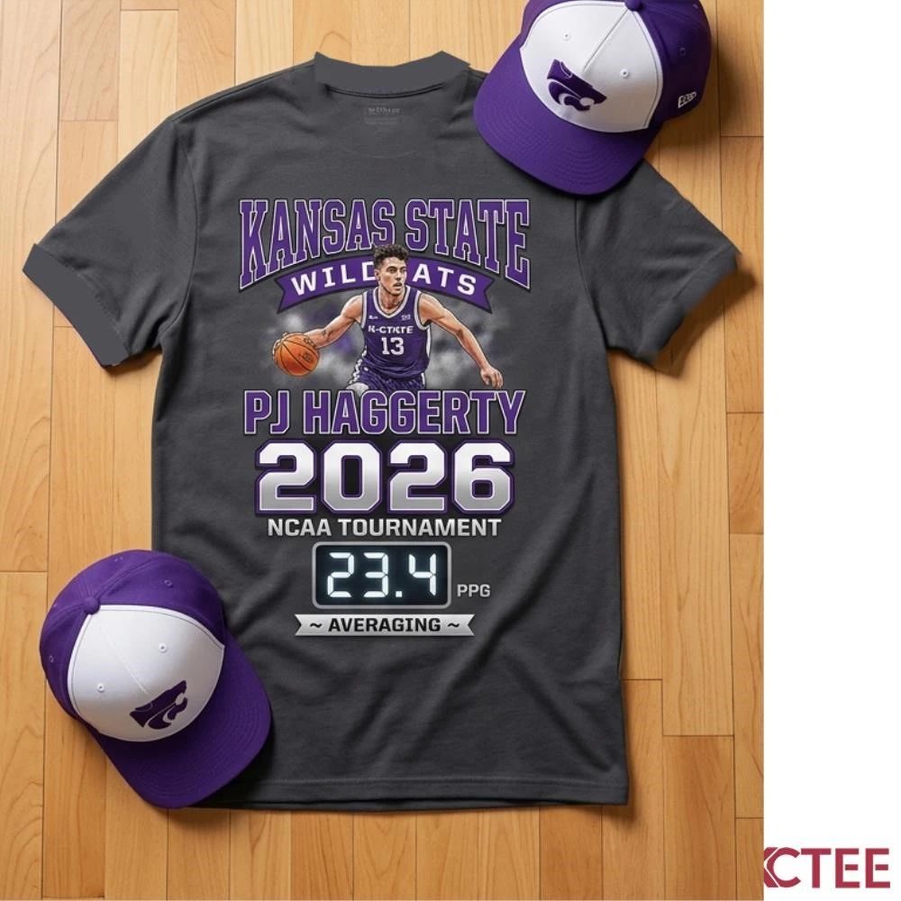 NKCtees PJ Haggerty Kansas State 23.4 PPG 2026 NCAA Tournament Graphic T-Shirt Unisex T-shirt, Sweatshirt, Hoodie, Long Sleeve Tee - T-Shirt, Sweatshirt, Hoodie