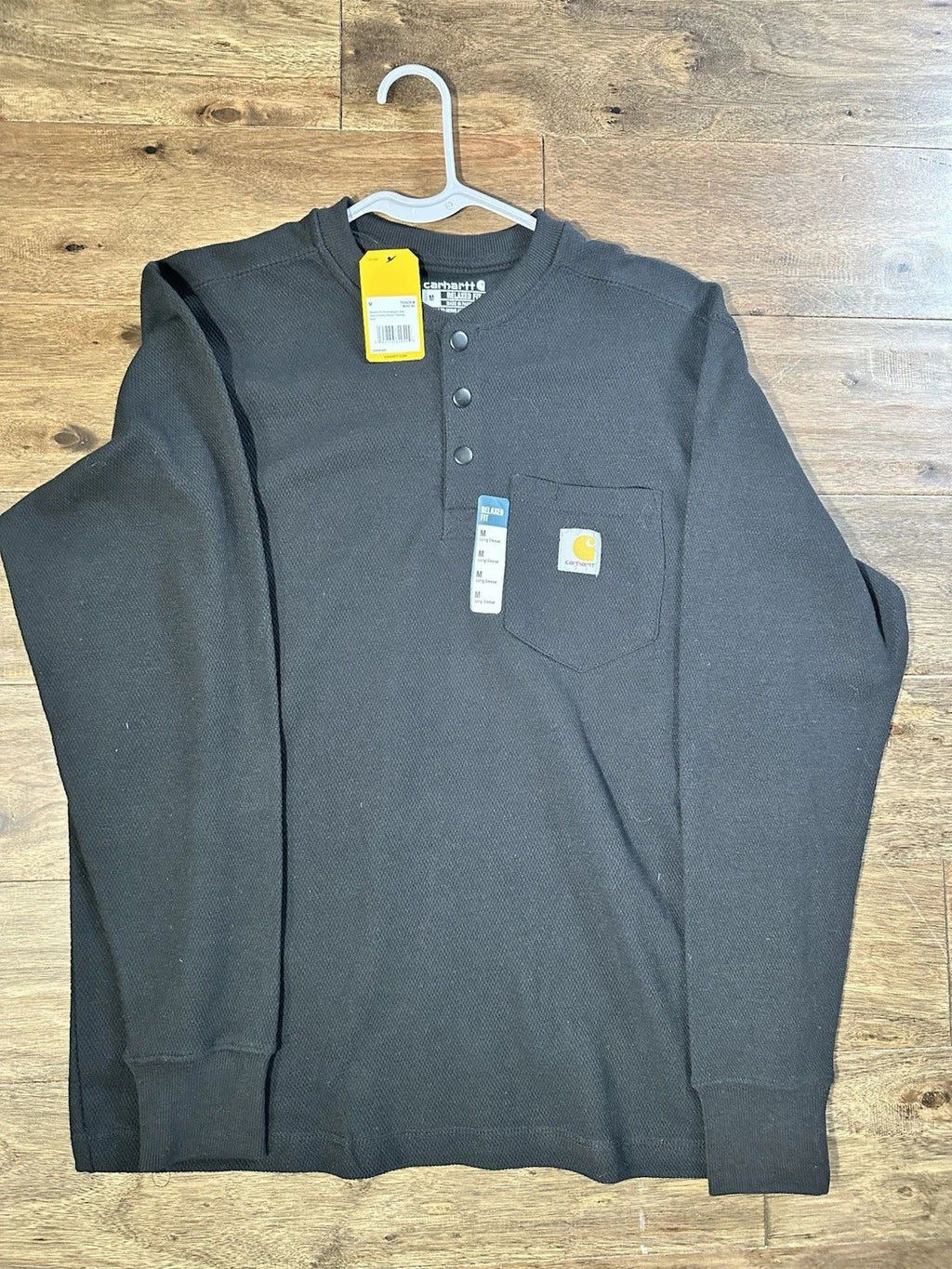 NEW * Carhartt Relaxed Fit Heavyweight Long Med Henley Pocket Thermal - Black Unisex T-shirt, Sweatshirt, Hoodie, Long Sleeve Tee - T-Shirt, Sweatshirt, Hoodie