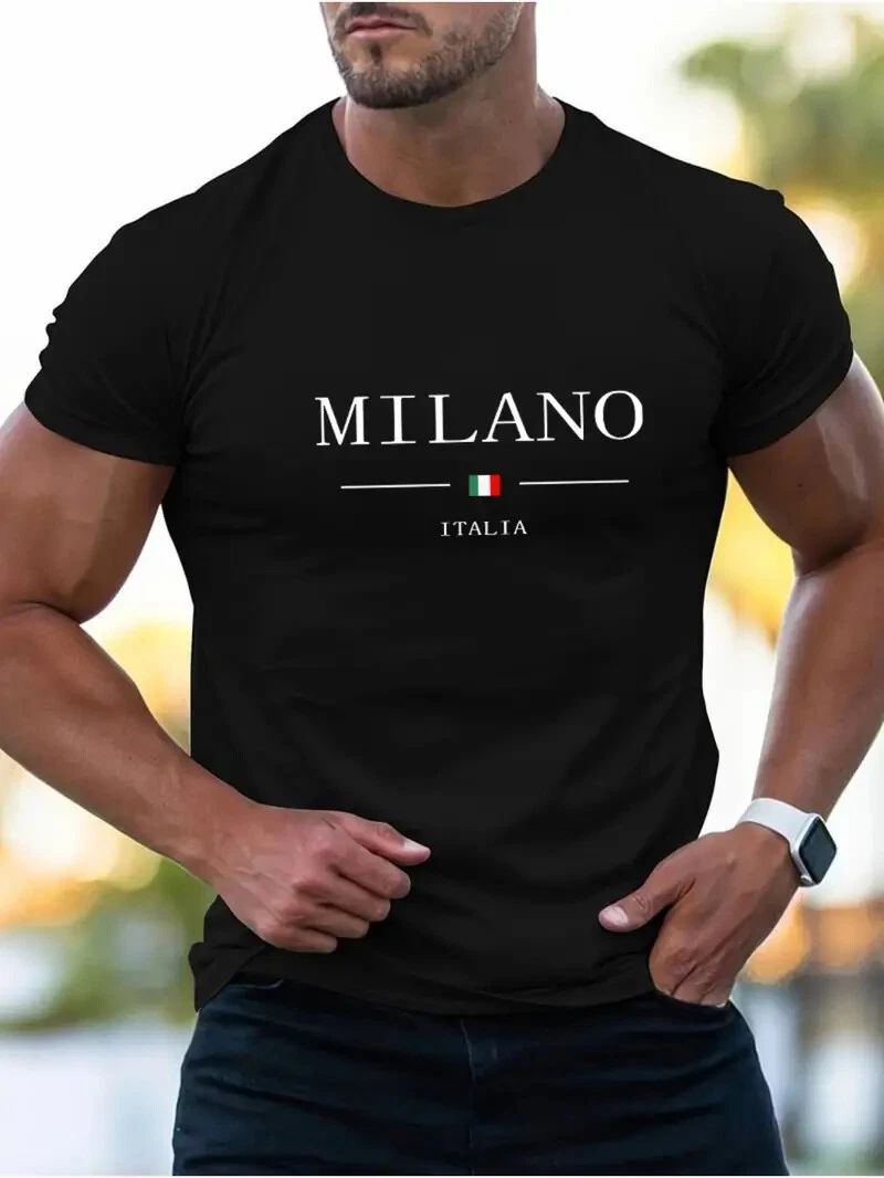 Milano Italia T-Shirt  Mens Italian Flag Tee  Pure Cotton Short Sleeve Top Unisex T-shirt, Sweatshirt, Hoodie, Long Sleeve Tee - T-Shirt, Sweatshirt, Hoodie
