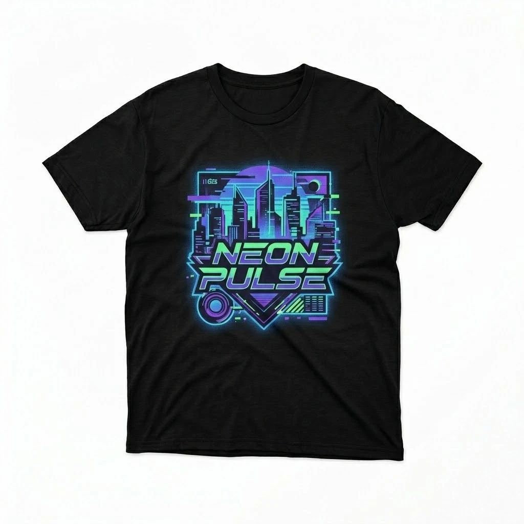 Neon Pulse Cyberpunk City T-Shirt - Retro 80s Futuristic Synthwave Streetwear Unisex T-shirt, Sweatshirt, Hoodie, Long Sleeve Tee - T-Shirt, Sweatshirt, Hoodie