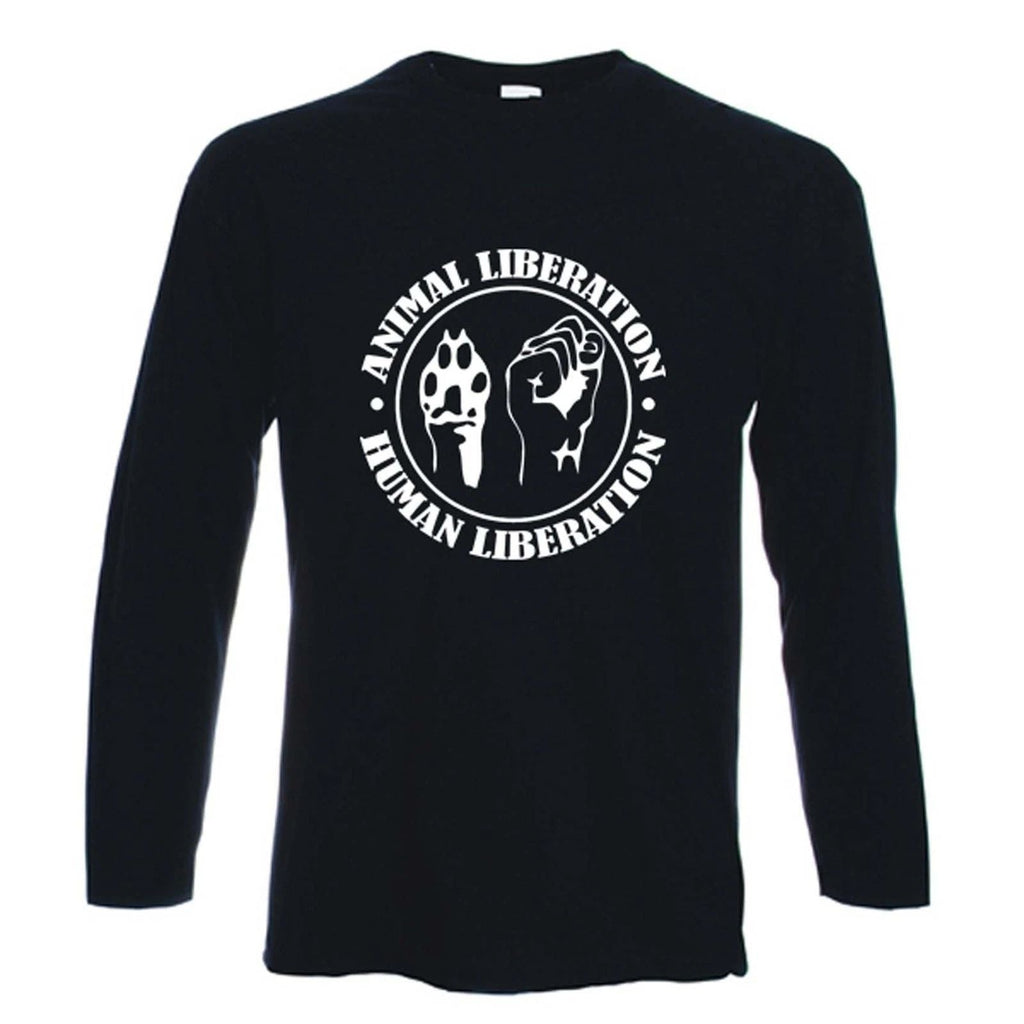 ANIMAL LIBERATION LONG SLEEVE T-SHIRT - Vegetarian Vegan Rights  Political Unisex T-shirt, Sweatshirt, Hoodie, Long Sleeve Tee - T-Shirt, Sweatshirt, Hoodie