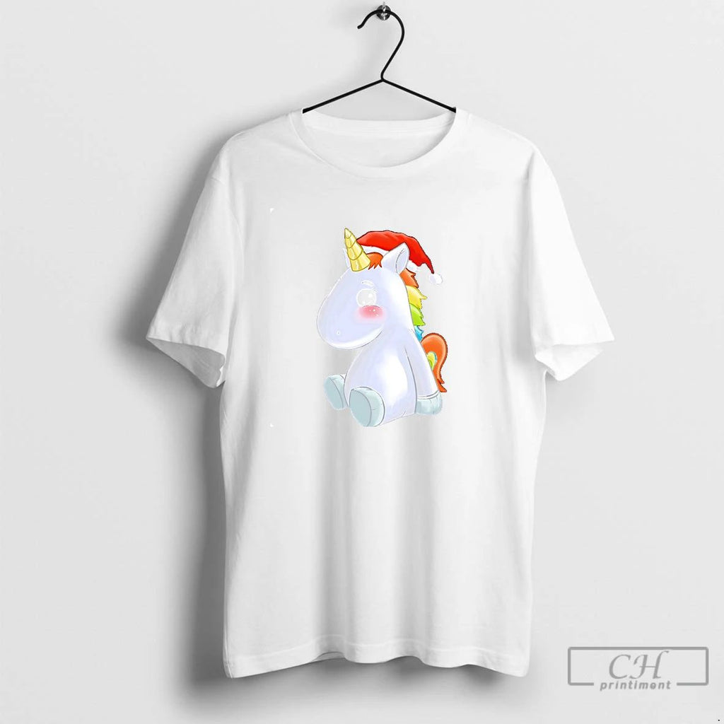 Classic Rainbow Unicorn Santa Hat Christmas Cute T Shirts Unisex T-shirt, Sweatshirt, Hoodie, Long Sleeve Tee - T-Shirt, Sweatshirt, Hoodie