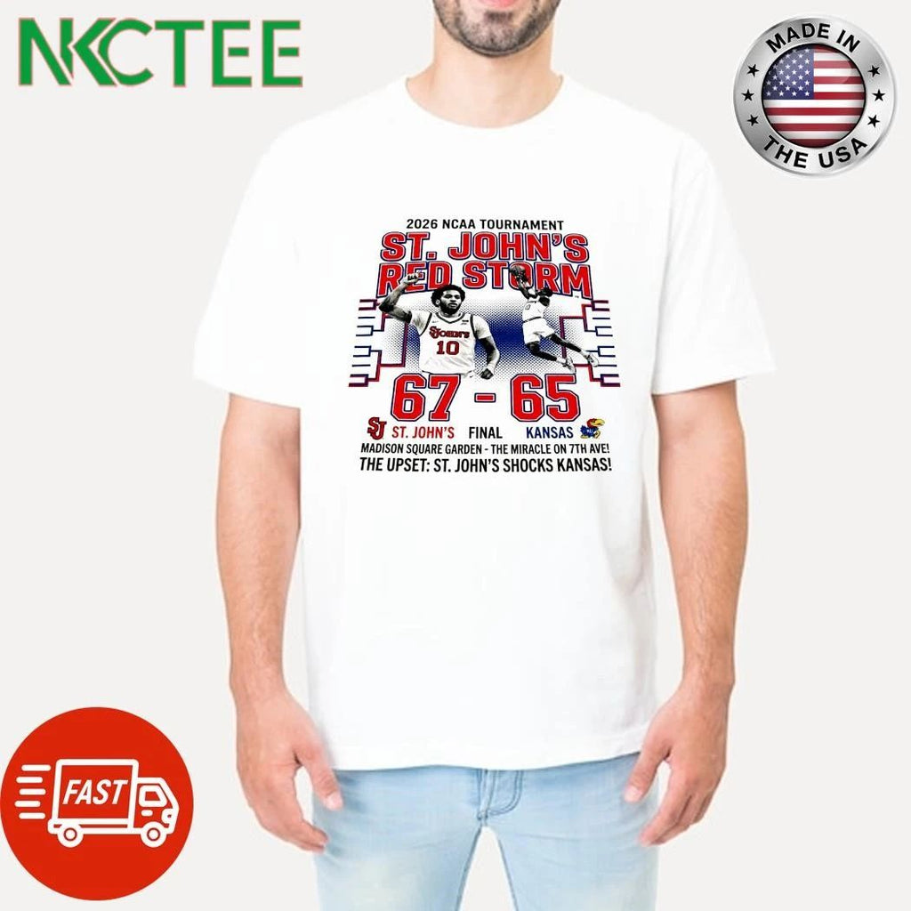 NKCtees 2026 NCAA Tournament St Johns 67 65 Kansas basketball shirt Unisex T-shirt, Sweatshirt, Hoodie, Long Sleeve Tee - T-Shirt, Sweatshirt, Hoodie