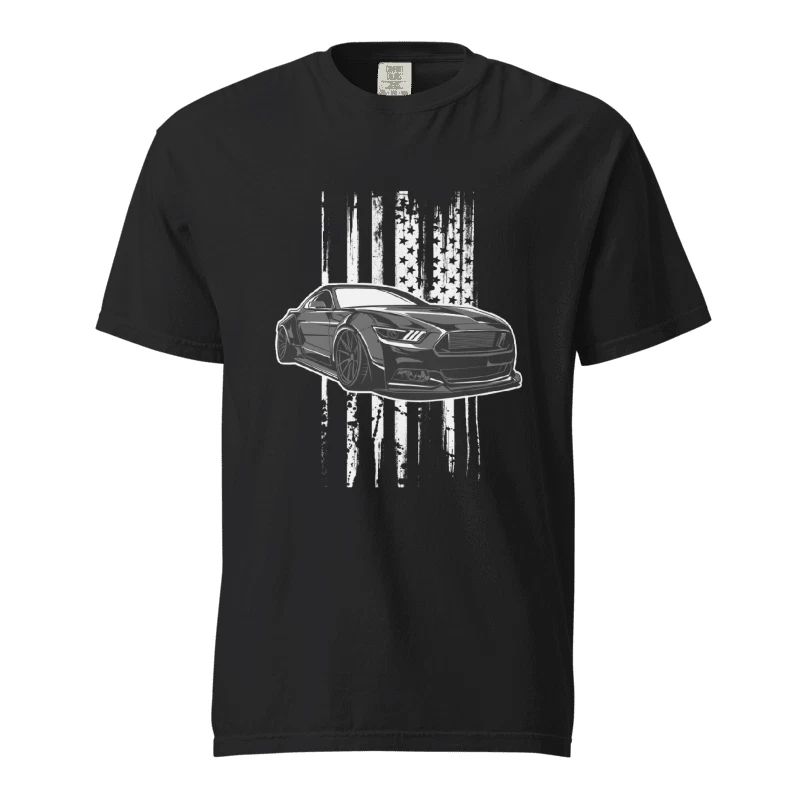 Modern Ford Mustang T-Shirt USA Flag Graphic Muscle Car Tee Black Unisex T-shirt, Sweatshirt, Hoodie, Long Sleeve Tee - T-Shirt, Sweatshirt, Hoodie
