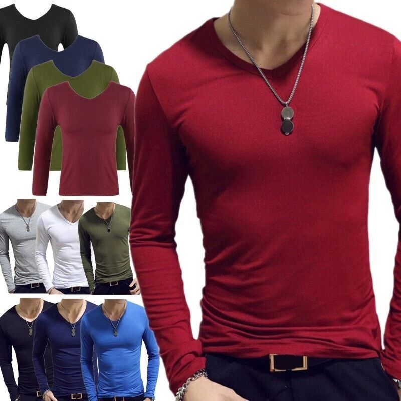 Men's Thermal Underwear Top Long Sleeve Compression Shirts V-Neck Base Layer Top Unisex T-shirt, Sweatshirt, Hoodie, Long Sleeve Tee - T-Shirt, Sweatshirt, Hoodie