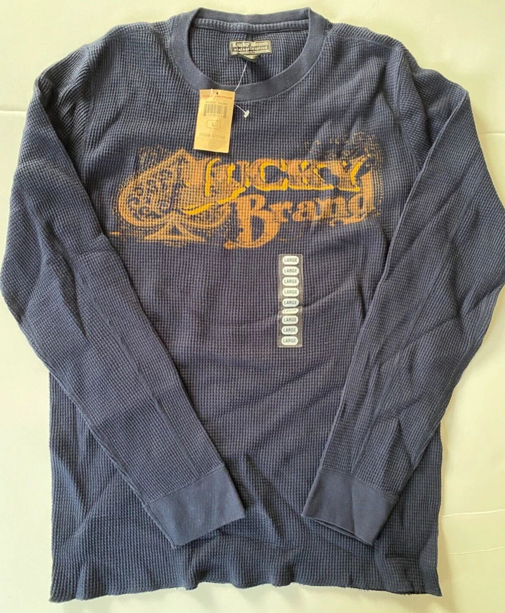NWT Lucky Brand Dungarees Blue Men's Thermal Long Sleeve Shirt Size Large Unisex T-shirt, Sweatshirt, Hoodie, Long Sleeve Tee - T-Shirt, Sweatshirt, Hoodie