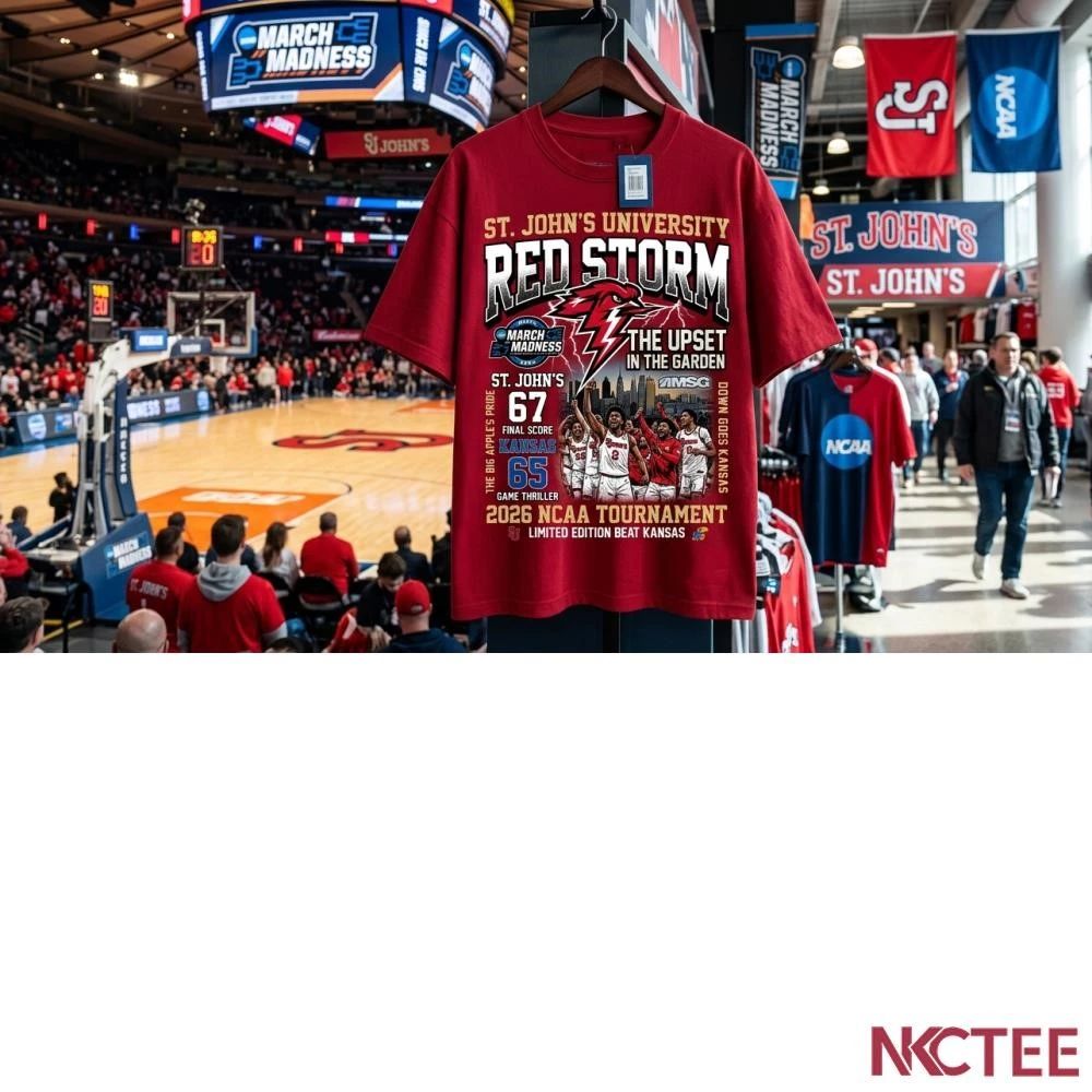 NKCtees ST. JOHNS vs KANSAS 2026 NCAA Tournament Commemorative T-Shirt  Red Storm 67-65 Victory Graphic Tee - T-Shirt, Sweatshirt, Hoodie