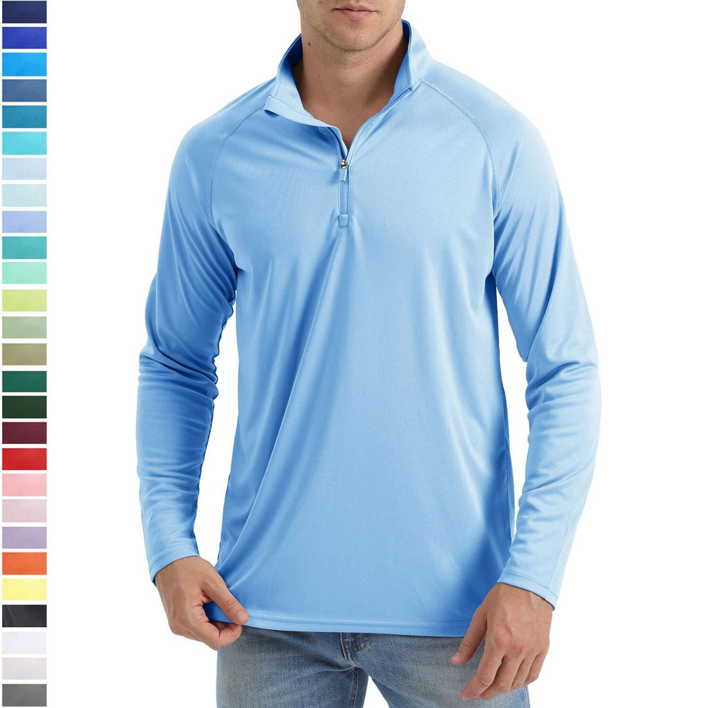 Men's UPF 50+ T-Shirt 1/4 Zip Up Sun Block UV Protection Outdoor Fishing Shirts Unisex T-shirt, Sweatshirt, Hoodie, Long Sleeve Tee - T-Shirt, Sweatshirt, Hoodie