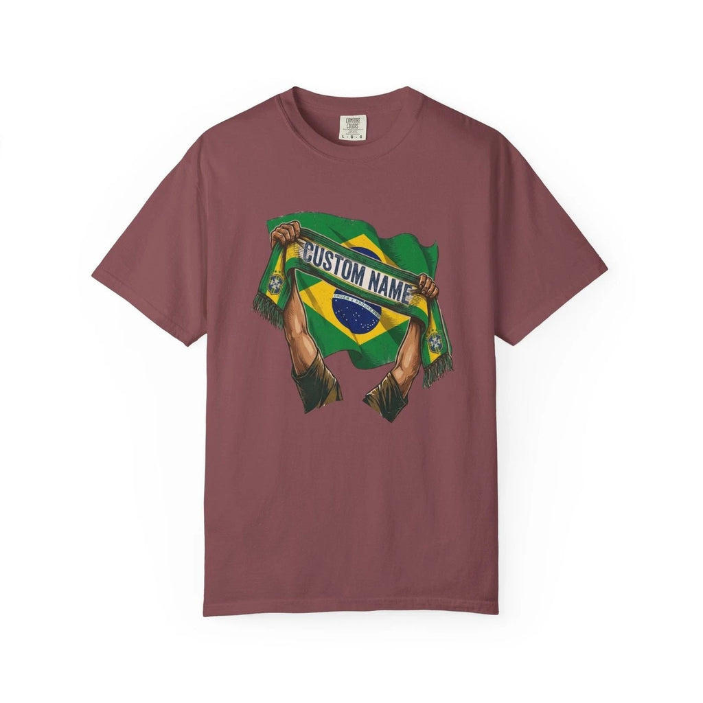 Brazil Scarf Custom Soccer Shirt | Personalized Name Football Matchday Tee Unisex T-shirt, Sweatshirt, Hoodie, Long Sleeve Tee - T-Shirt, Sweatshirt, Hoodie