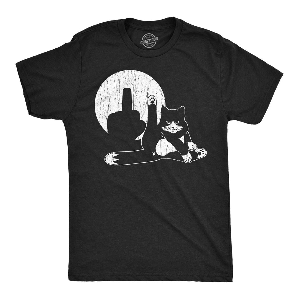 Mens Funny T Shirts Cat Middle Finger Shadow Puppet Show Sarcastic Graphic Unisex T-shirt, Sweatshirt, Hoodie, Long Sleeve Tee - T-Shirt, Sweatshirt, Hoodie