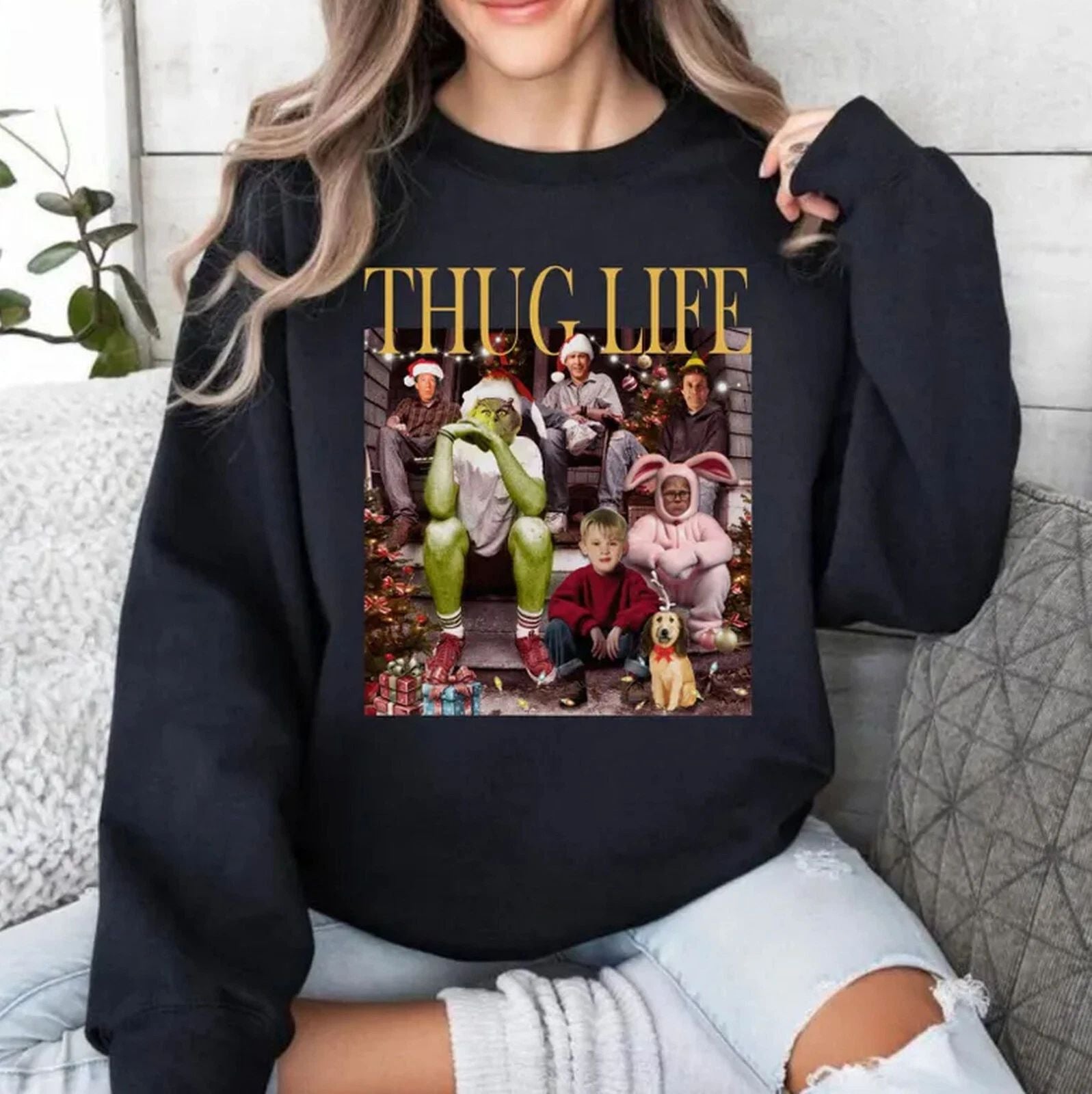 Trump Thug Life Christmas Sweatshirt, Christmas Movie Shirt Gift for Friends Unisex T-shirt, Sweatshirt, Hoodie, Long Sleeve Tee - T-Shirt, Sweatshirt, Hoodie