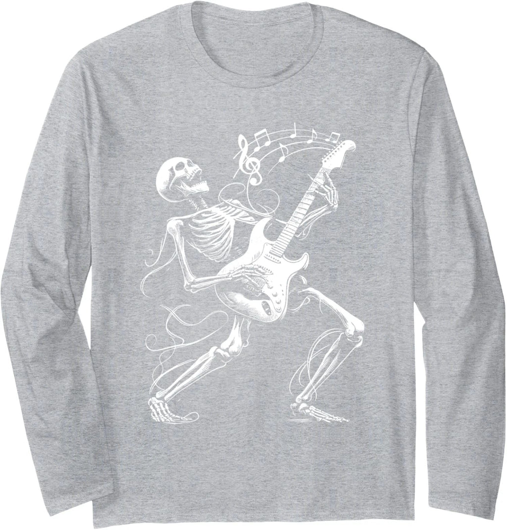 Skeleton Playing Guitar Music Gifts Rock Band Cool Long Sleeve Tshirt Unisex T-shirt, Sweatshirt, Hoodie, Long Sleeve Tee - T-Shirt, Sweatshirt, Hoodie