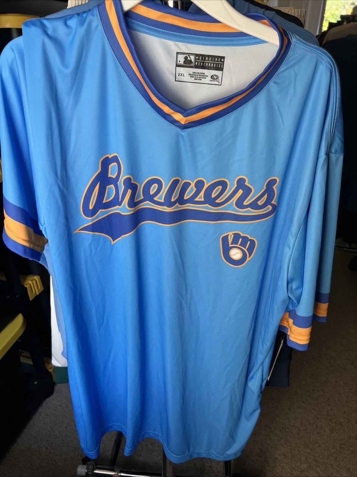 True Fan General Merchandise Men's MLB Blue V-Neck Brewers Team Shirt Size 2XL Unisex T-shirt, Sweatshirt, Hoodie, Long Sleeve Tee - T-Shirt, Sweatshirt, Hoodie