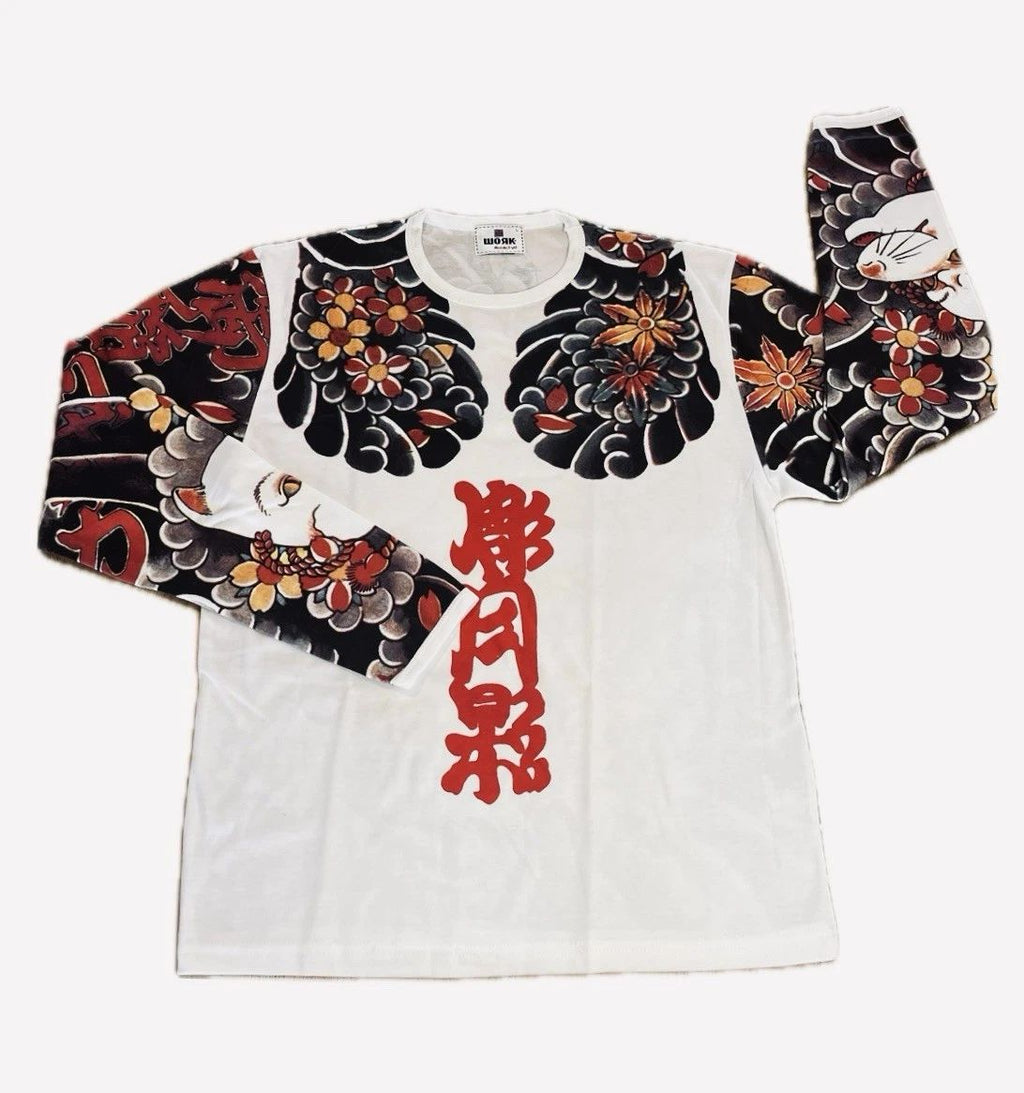 WORK By Exsek Tattoo Art Long Sleeve Size Large Japanese Style Dragon/floral Unisex T-shirt, Sweatshirt, Hoodie, Long Sleeve Tee - T-Shirt, Sweatshirt, Hoodie