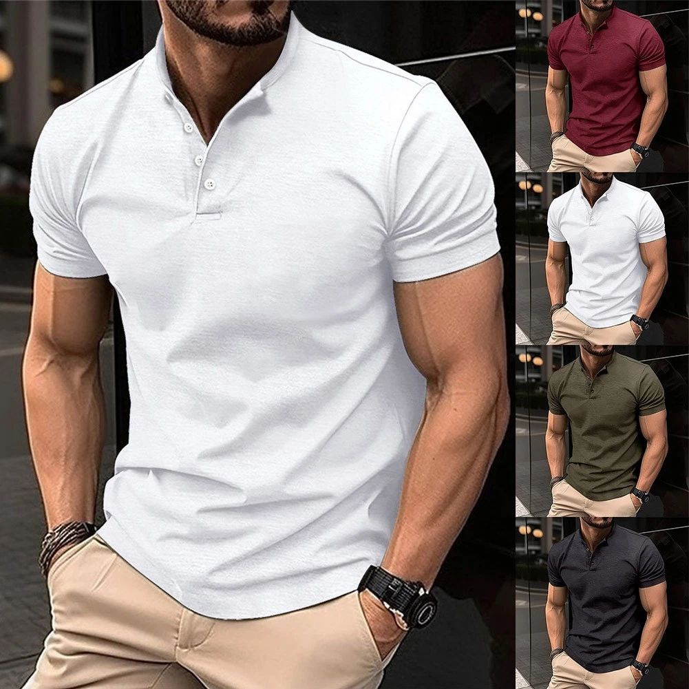Breathable Fitness T Shirt Stylish Mens Button Collar Shirts for Summer Unisex T-shirt, Sweatshirt, Hoodie, Long Sleeve Tee - T-Shirt, Sweatshirt, Hoodie