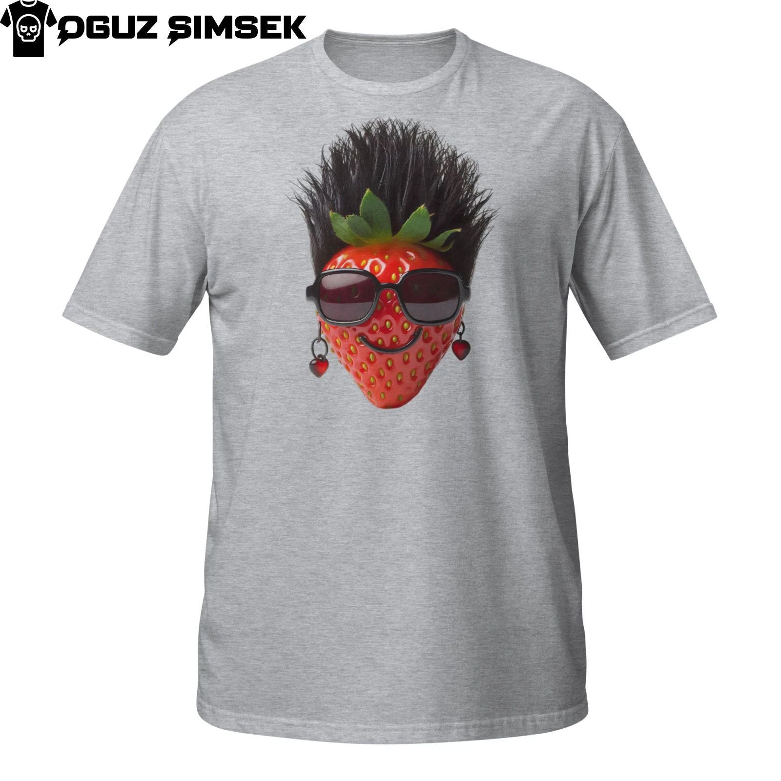 Funny Strawberry with Mohawk, Sunglasses, Earrings Unique Unisex T-Shirt Unisex T-shirt, Sweatshirt, Hoodie, Long Sleeve Tee - T-Shirt, Sweatshirt, Hoodie
