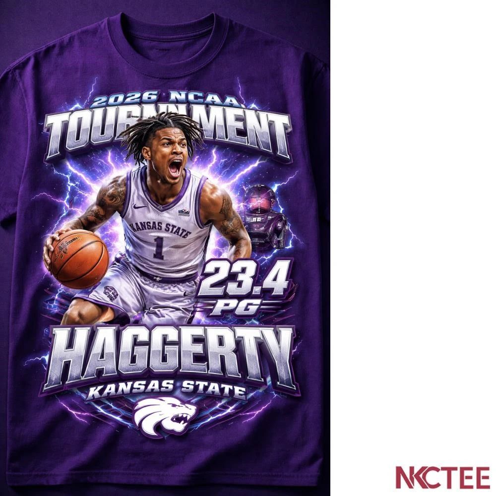NKCtees PJ Haggerty Kansas State 2026 NCAA Tournament Shirt  23.4 PPG Star Player Tee Unisex T-shirt, Sweatshirt, Hoodie, Long Sleeve Tee - T-Shirt, Sweatshirt, Hoodie