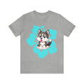Adorable Husky Puppy Cute Tropical Flower Background Custom Graphic Unisex Tee Unisex T-shirt, Sweatshirt, Hoodie, Long Sleeve Tee - T-Shirt, Sweatshirt, Hoodie
