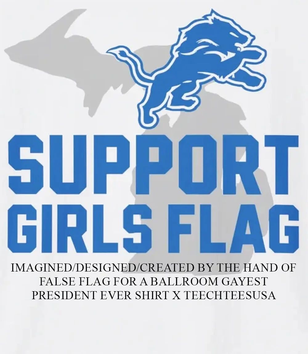 Detroit Lions support girls flag shirt Unisex T-shirt, Sweatshirt, Hoodie, Long Sleeve Tee - T-Shirt, Sweatshirt, Hoodie