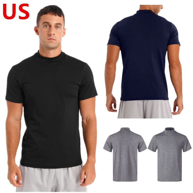 Men's Short Sleeve T-Shirt Turtleneck Thermal Undershirt Casual Pullover Tops Unisex T-shirt, Sweatshirt, Hoodie, Long Sleeve Tee - T-Shirt, Sweatshirt, Hoodie