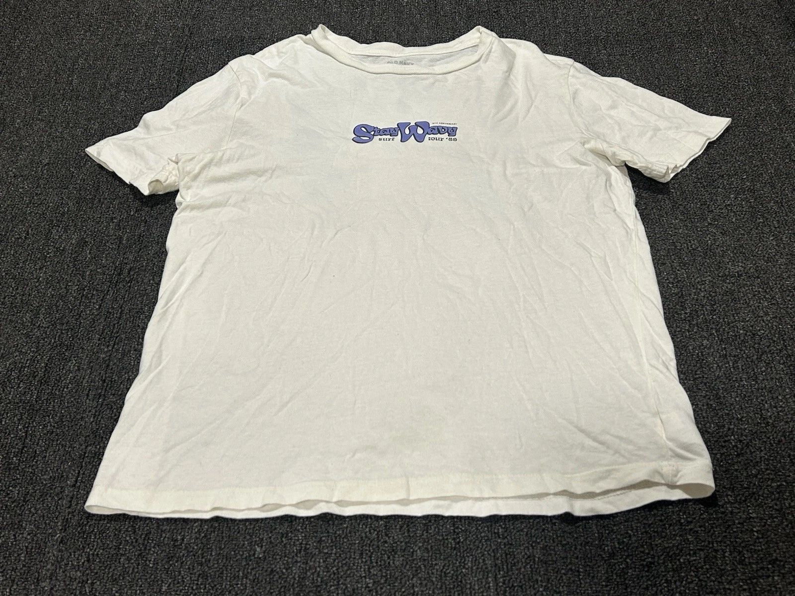 Old Navy Surf Tour Stay Wavy Tee Mens Medium White Graphic Short Sleeve Unisex T-shirt, Sweatshirt, Hoodie, Long Sleeve Tee - T-Shirt, Sweatshirt, Hoodie