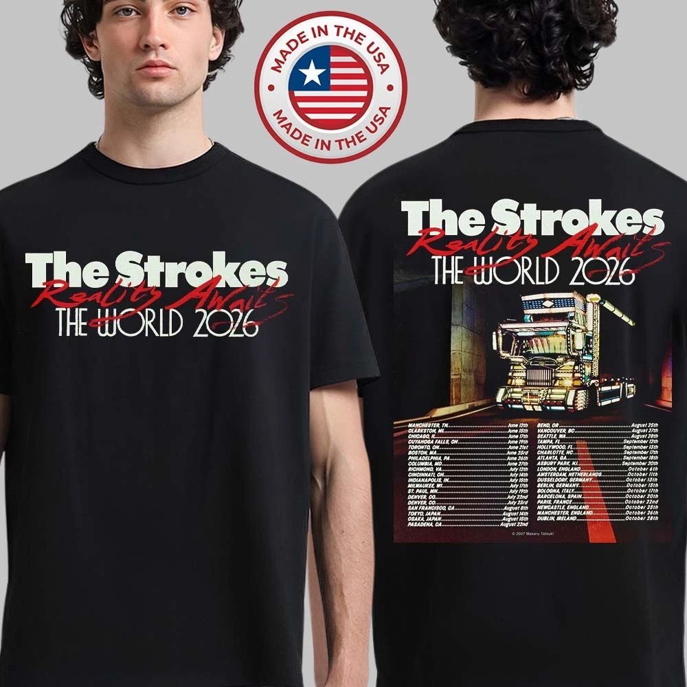 The Strokes Reality Awaits North America 2026 Tour Dates Unisex T-Shirt Unisex T-shirt, Sweatshirt, Hoodie, Long Sleeve Tee - T-Shirt, Sweatshirt, Hoodie