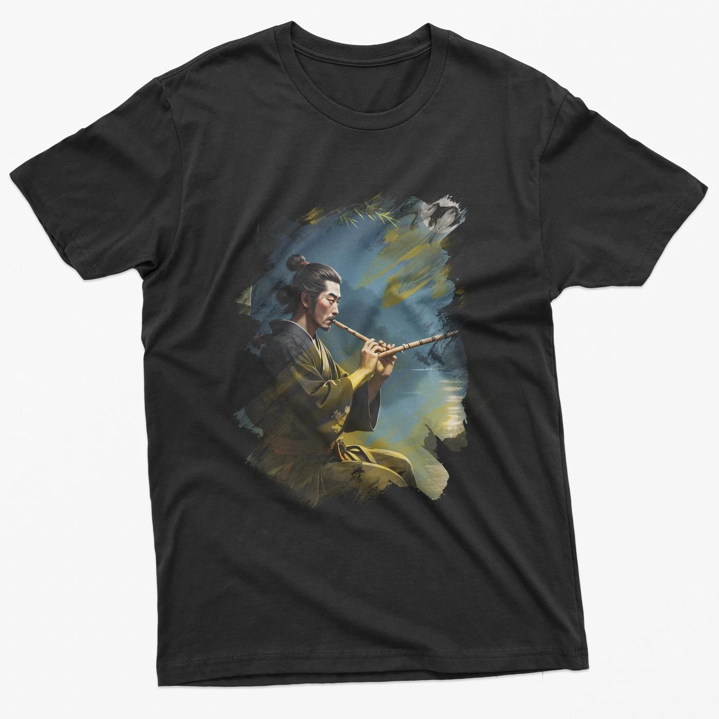 Vintage Samurai Flute Graphic Tee - Retro Aesthetic Unisex T-shirt, Sweatshirt, Hoodie, Long Sleeve Tee - T-Shirt, Sweatshirt, Hoodie