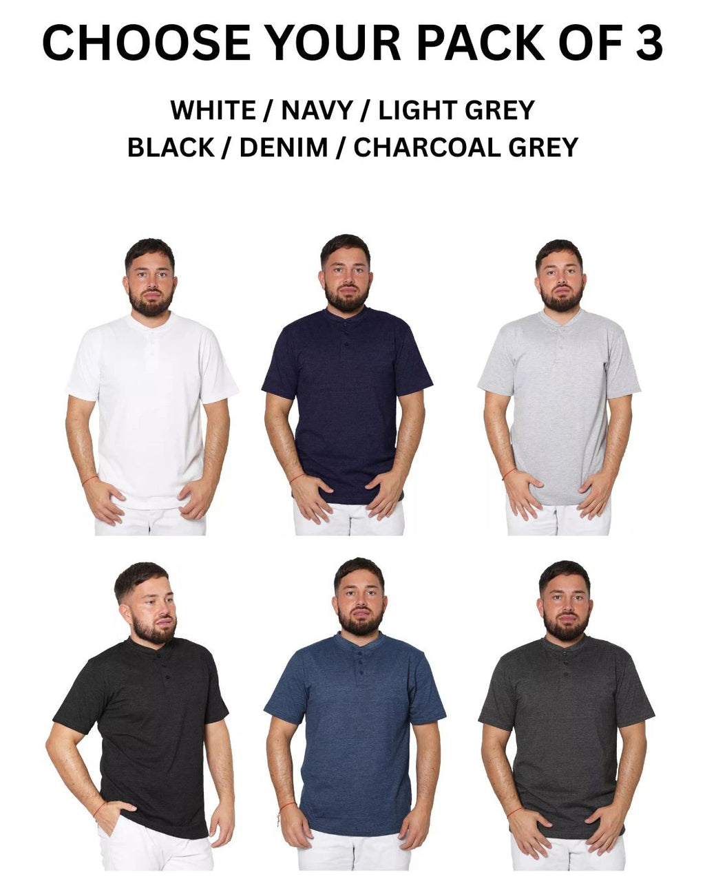 3x Mens Henley T-shirt Short Sleeve Plain Grandad Neck Tops Casual Summer (2245) Unisex T-shirt, Sweatshirt, Hoodie, Long Sleeve Tee - T-Shirt, Sweatshirt, Hoodie