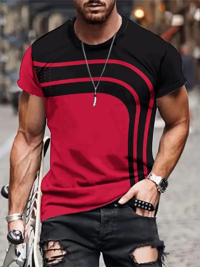 T Shirt Abstract Streetwear Casual Red Black Graphic Casual Color Block Men Soft Unisex T-shirt, Sweatshirt, Hoodie, Long Sleeve Tee - T-Shirt, Sweatshirt, Hoodie