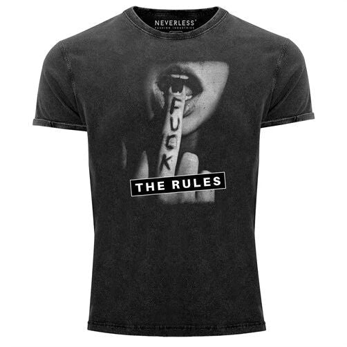 Mens Vintage Shirt Fuck the Rules Photo Print Middle Finger Print Shirt Tee Unisex T-shirt, Sweatshirt, Hoodie, Long Sleeve Tee - T-Shirt, Sweatshirt, Hoodie